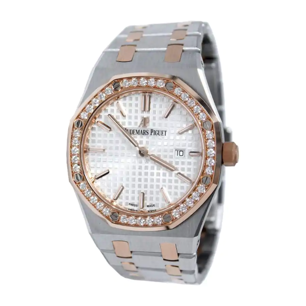 Audemars Piguet Royal Oak Quartz Ladies Rose Gold/Steel Silver Index Diamond Bezel 67651SR.ZZ.1261SR.01 Replica