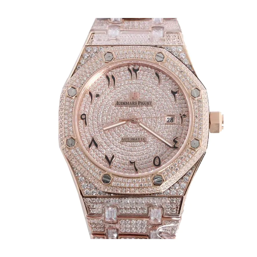 Icebox - Audemars Piguet Royal Oak Skeleton 41MM 18k Rose Gold - Fully Iced  Out