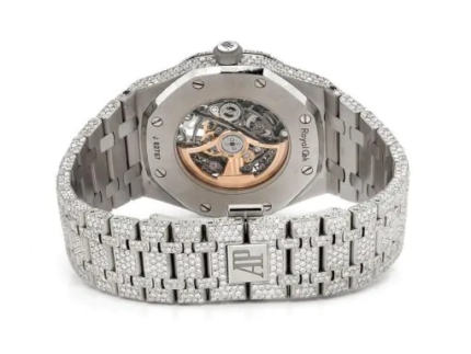 Audemars Piguet Royal Oak Silver Diamond Black Dial A110BL72 İced Out Replica
