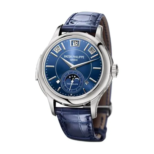patek-philippe-complications-blue-dial-leather-tourbillon-Replica