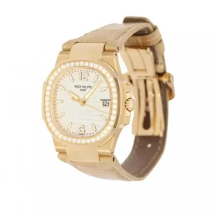patek-philippe-rose-gold-diamond-beige-strap-replica-watch