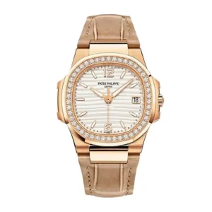 patek-philippe-rose-gold-diamond-beige-strap-replica-watch