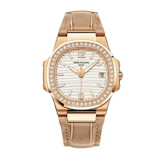 patek-philippe-rose-gold-diamond-beige-strap-replica-watch