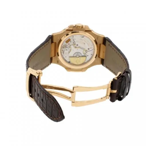 patek-philippe-nautilus-rose-gold-brown-leather-replica-watch