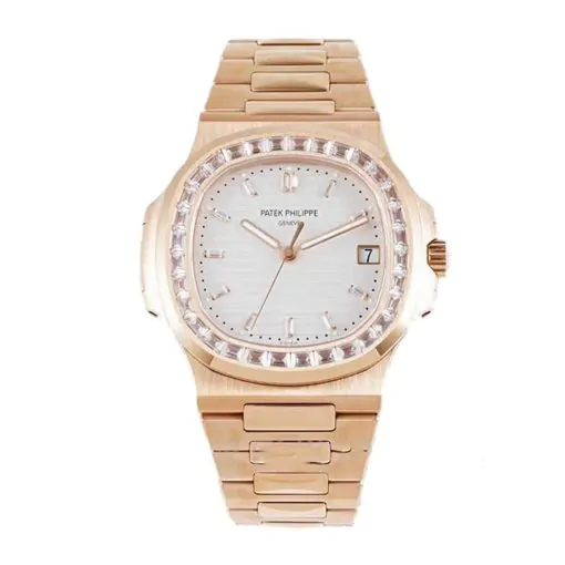 patek-philippe-nautilus-rose-gold-diamond-white-dial-replica-watch