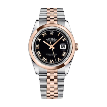 Rolex Datejust Rose Gold & Steel Black Dial Jubilee Replica