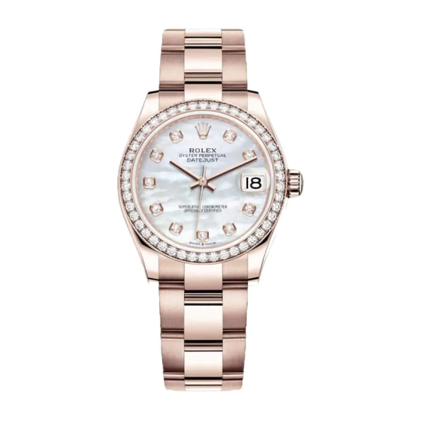 Rolex Datejust 278245 Everose Gold Automatic Mother Pearl Set With Diamond Dial Oyster Replica