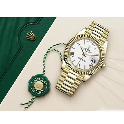 rolex day date ii collection gold white roman dial 218